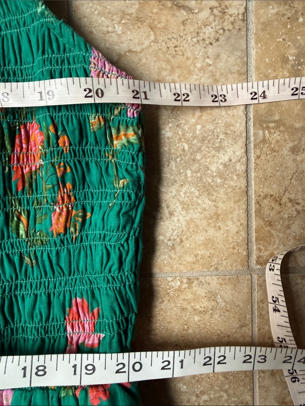 Anthropologie Peregrine Square Neck Midi Dress Pockets Smocked Flounce Teal Pink - Picture 13 of 16